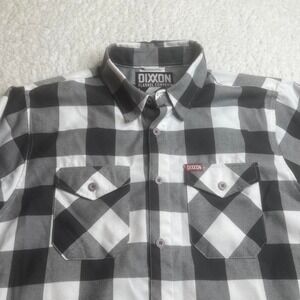 Dixxon pinnacle men's grey‎ and white plaid flannel shirt outdoors button up L
